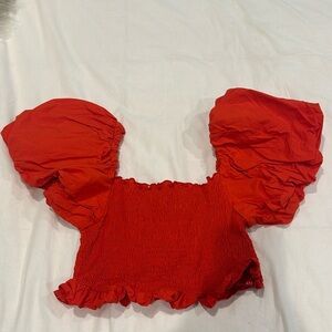 Zara Crop Top with Puffy Sleeves